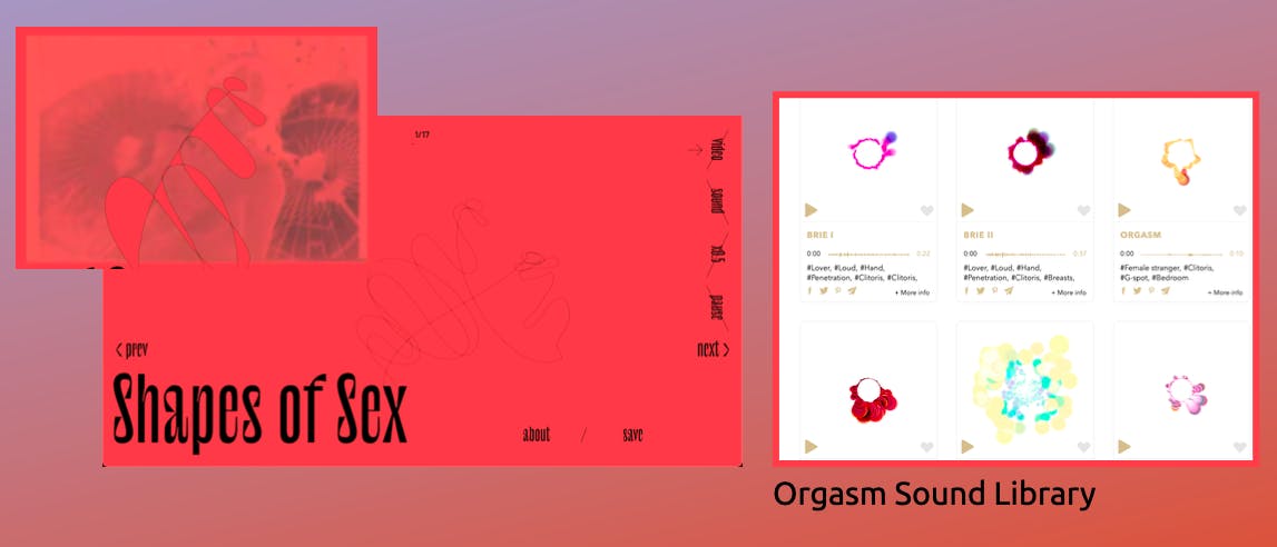 Screenshots from Shapes of Sex and the orgasm library.
