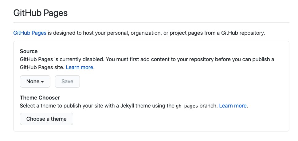 GitHubg pages section of the Settings. This will be described later in the post.