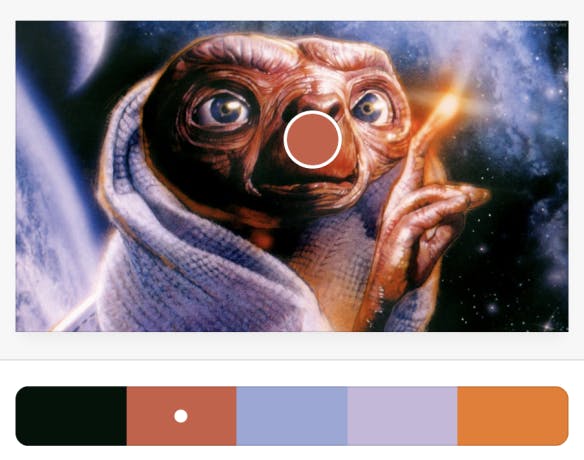 A color palette picker using ET as the original image.