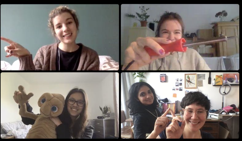 A screenshot from our Discord video chat showing everyone on our team. 