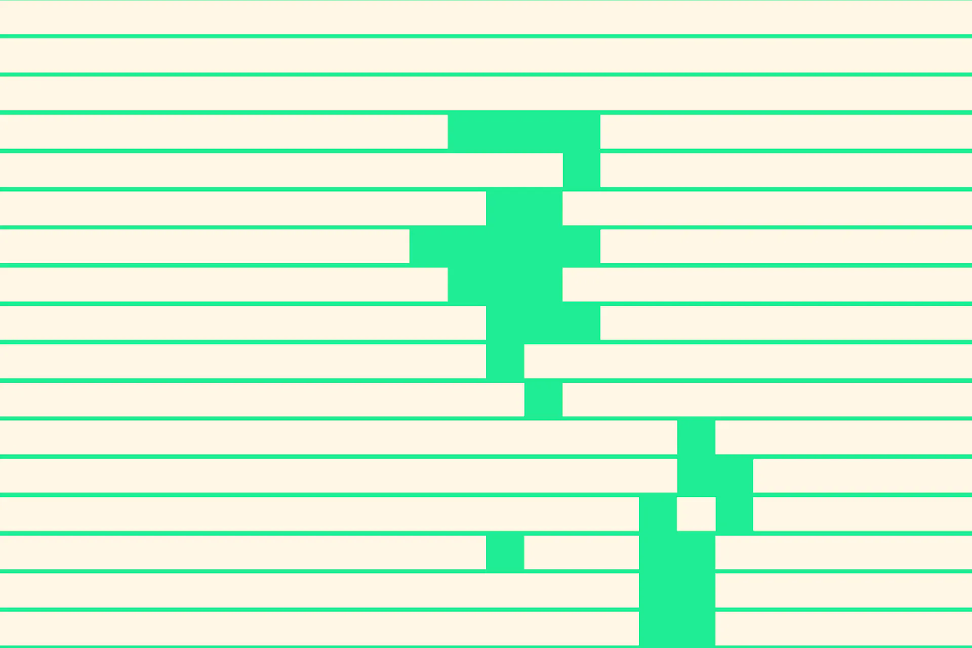 Abstract design with green and beige stripes forming a geometric pattern.