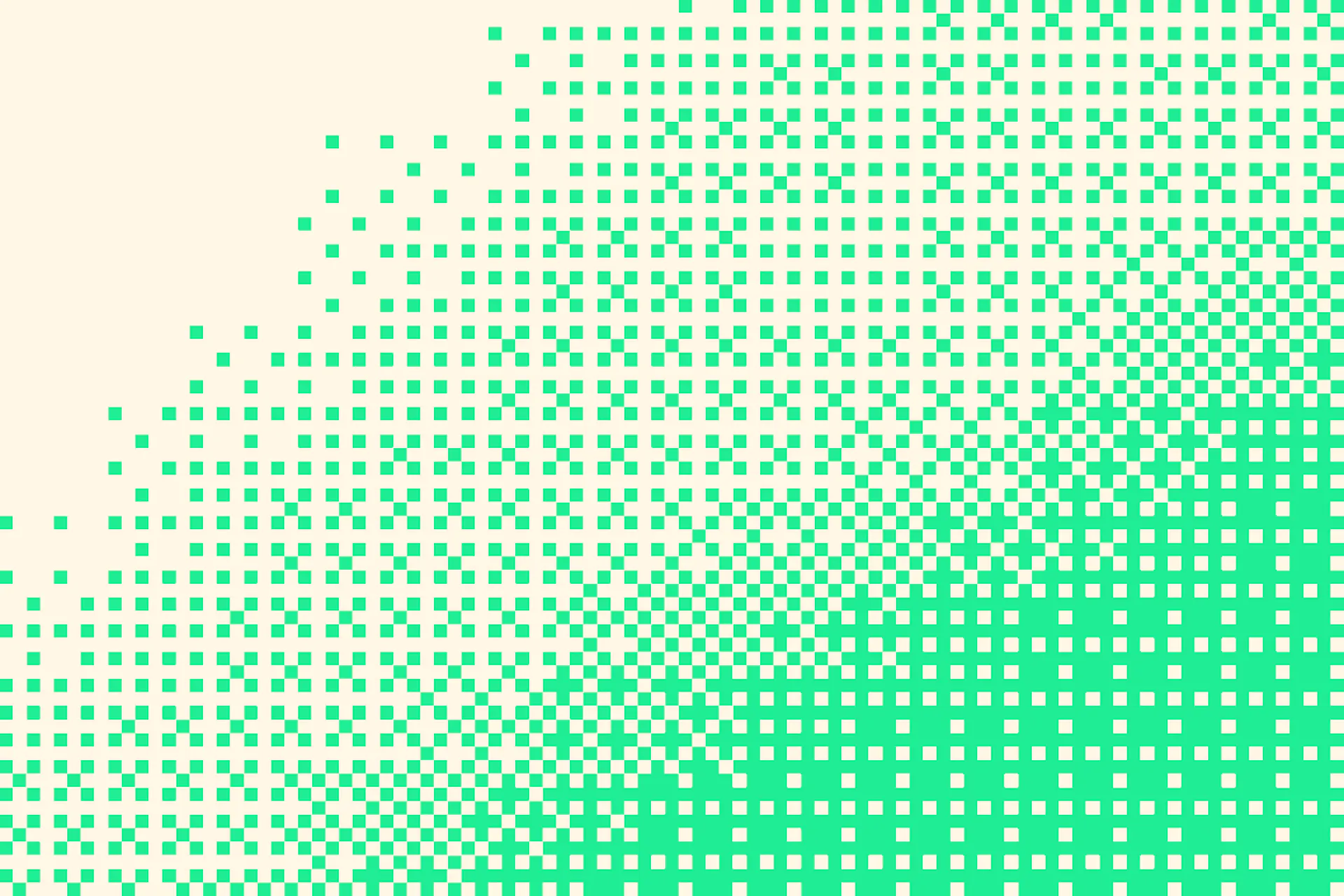 Abstract design with a gradient of green squares fading into a lighter background, symbolizing technology and innovation.