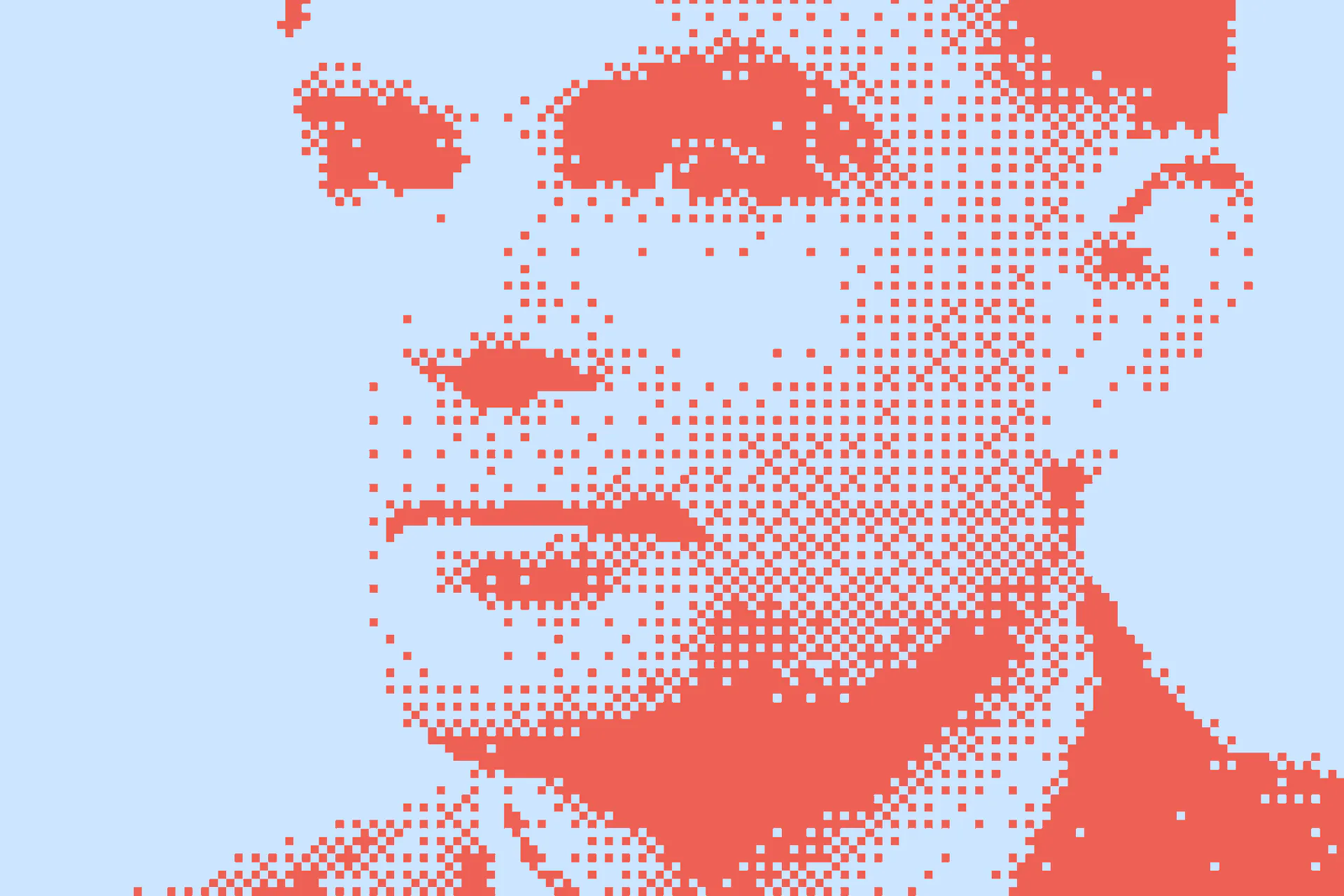 Pixelated portrait of a person, evoking digital aesthetics.