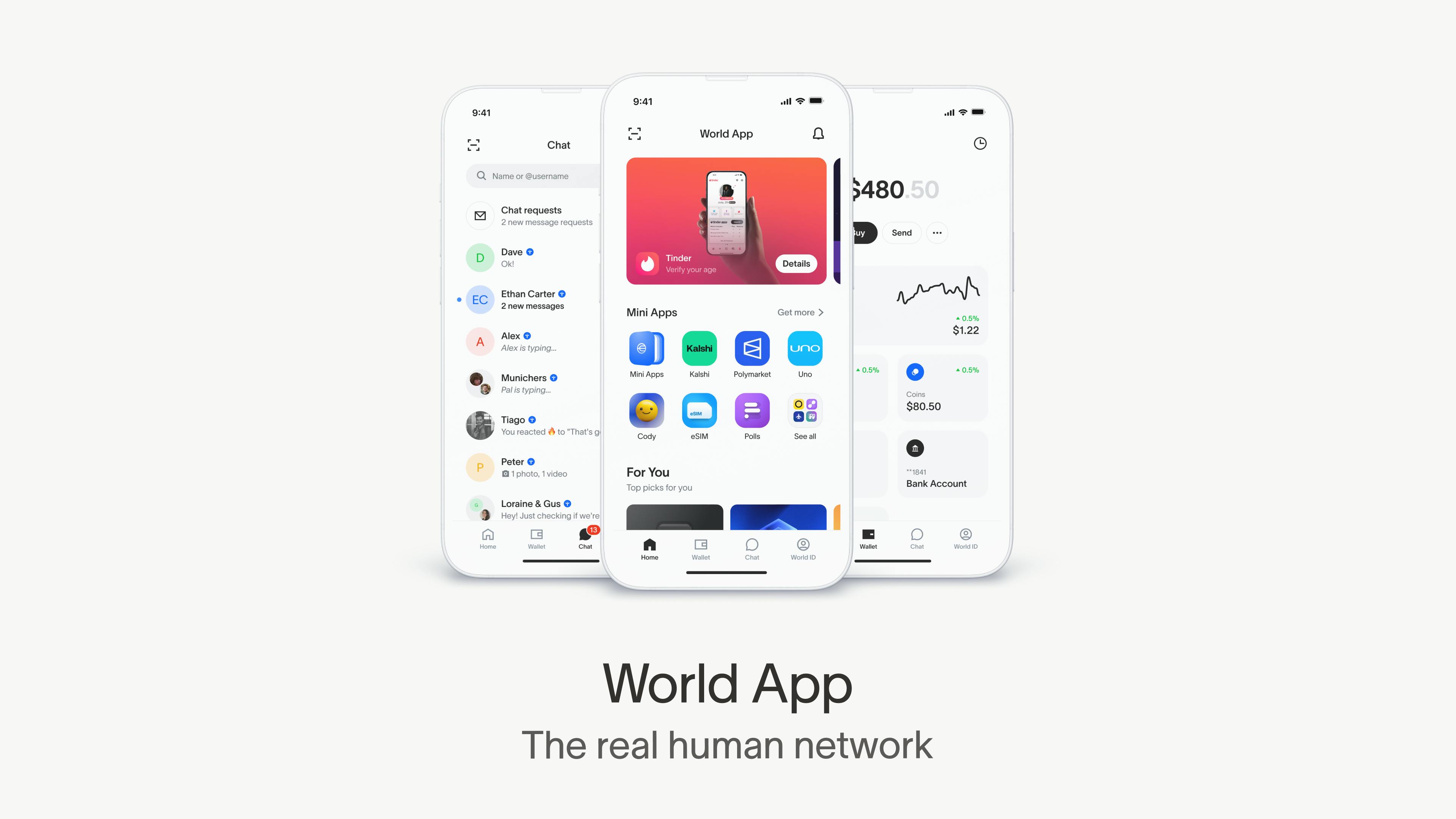 新しいWorld App:安全なチャット、グローバル決済、そして誰でも使えるミニアプリ