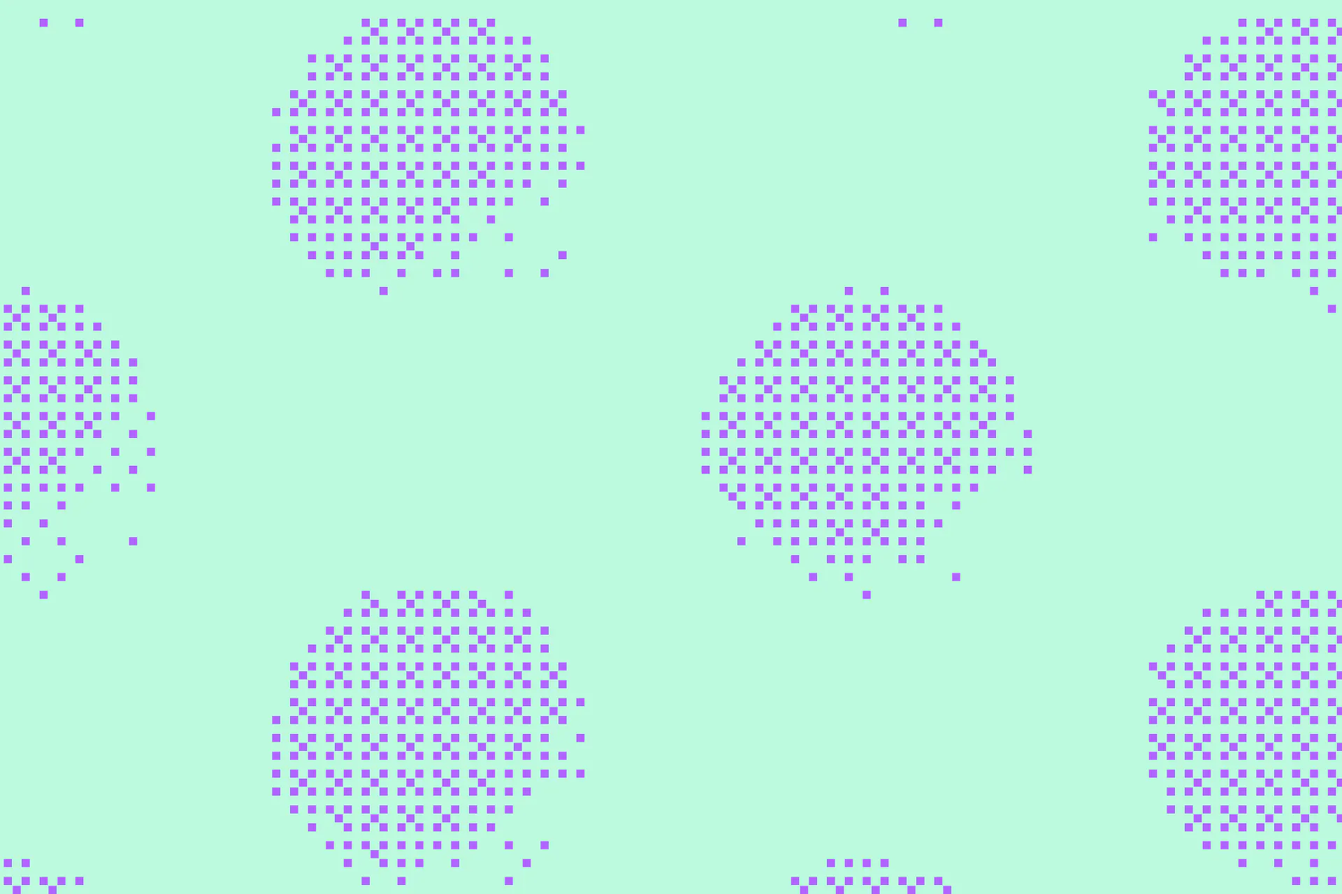 A pattern of purple dots arranged in circles on a light green background, symbolizing connectivity and innovation.