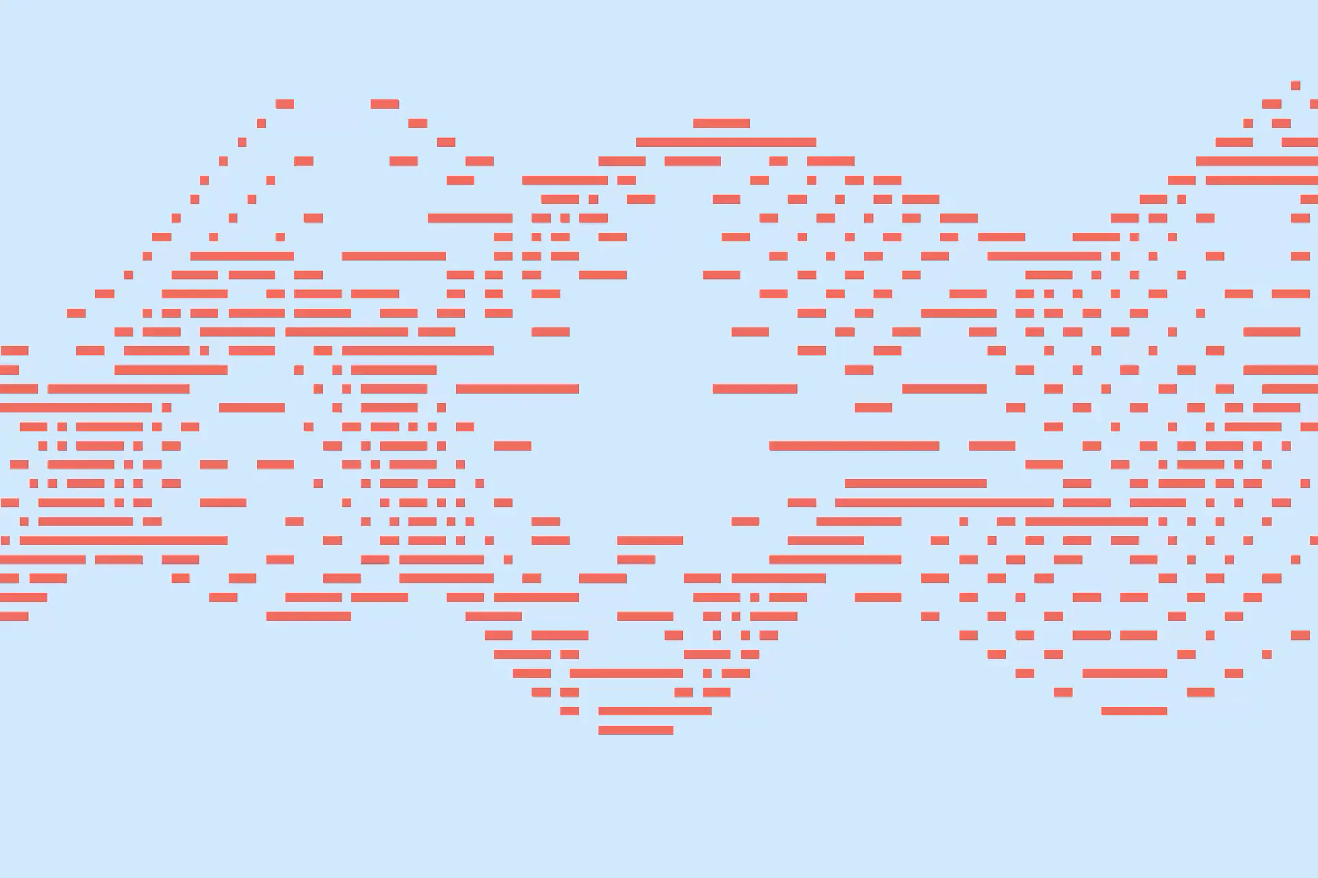 Abstract wave pattern with red horizontal lines on light blue background.