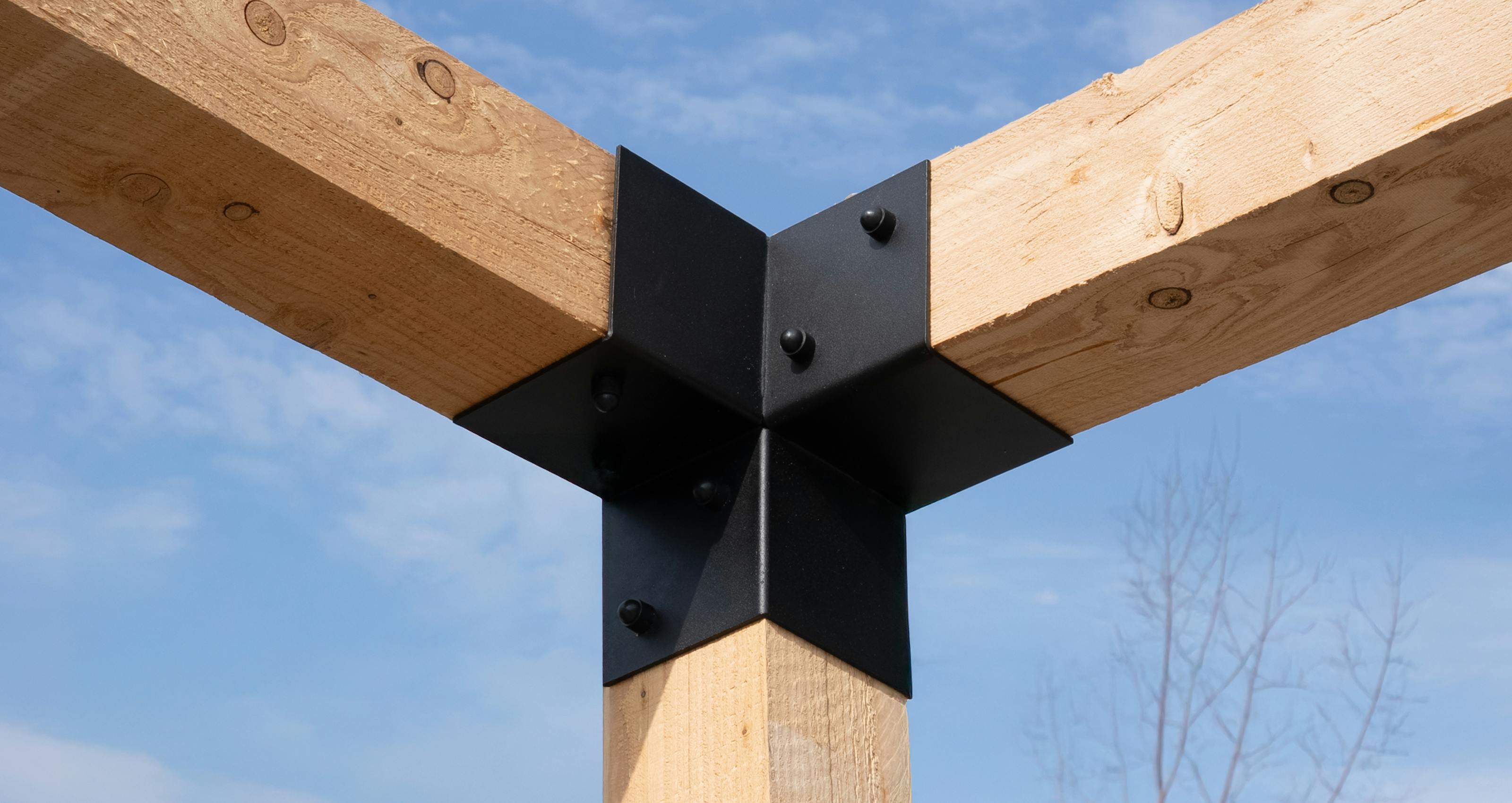 Pergola Hoekverbinding Zwart voor 15 x 15 cm balken - Per Stuk