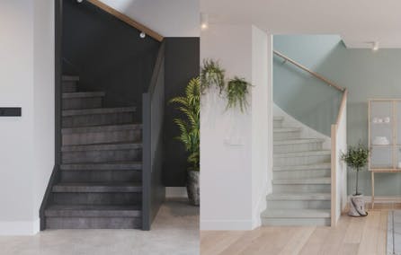 Vergelijking trap licht vs donker