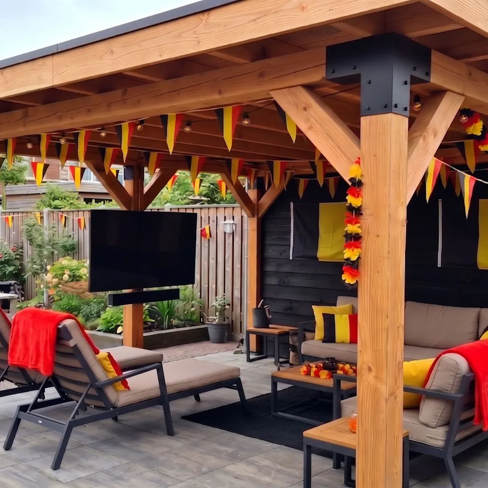 wk lounge met belgische versiering