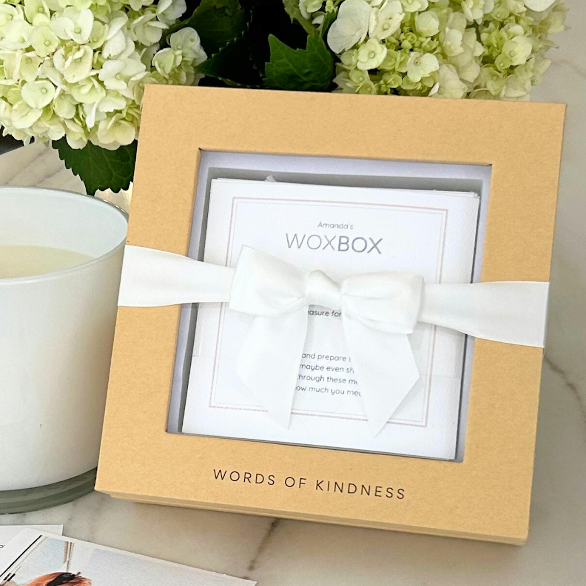 The ultimate feel-good gift with white satin ribbon, By Woxbox