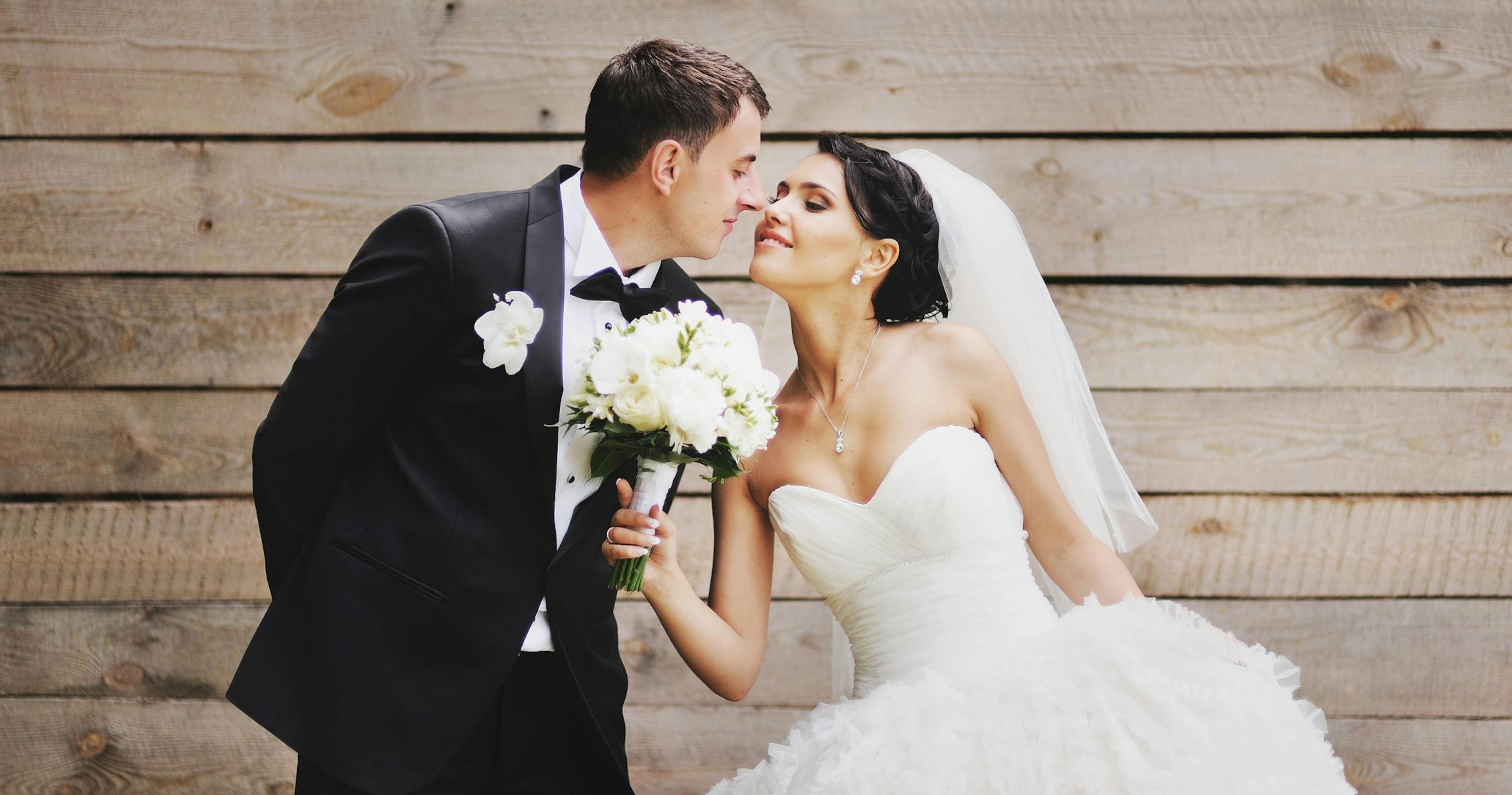 Bride and groom on their wedding day