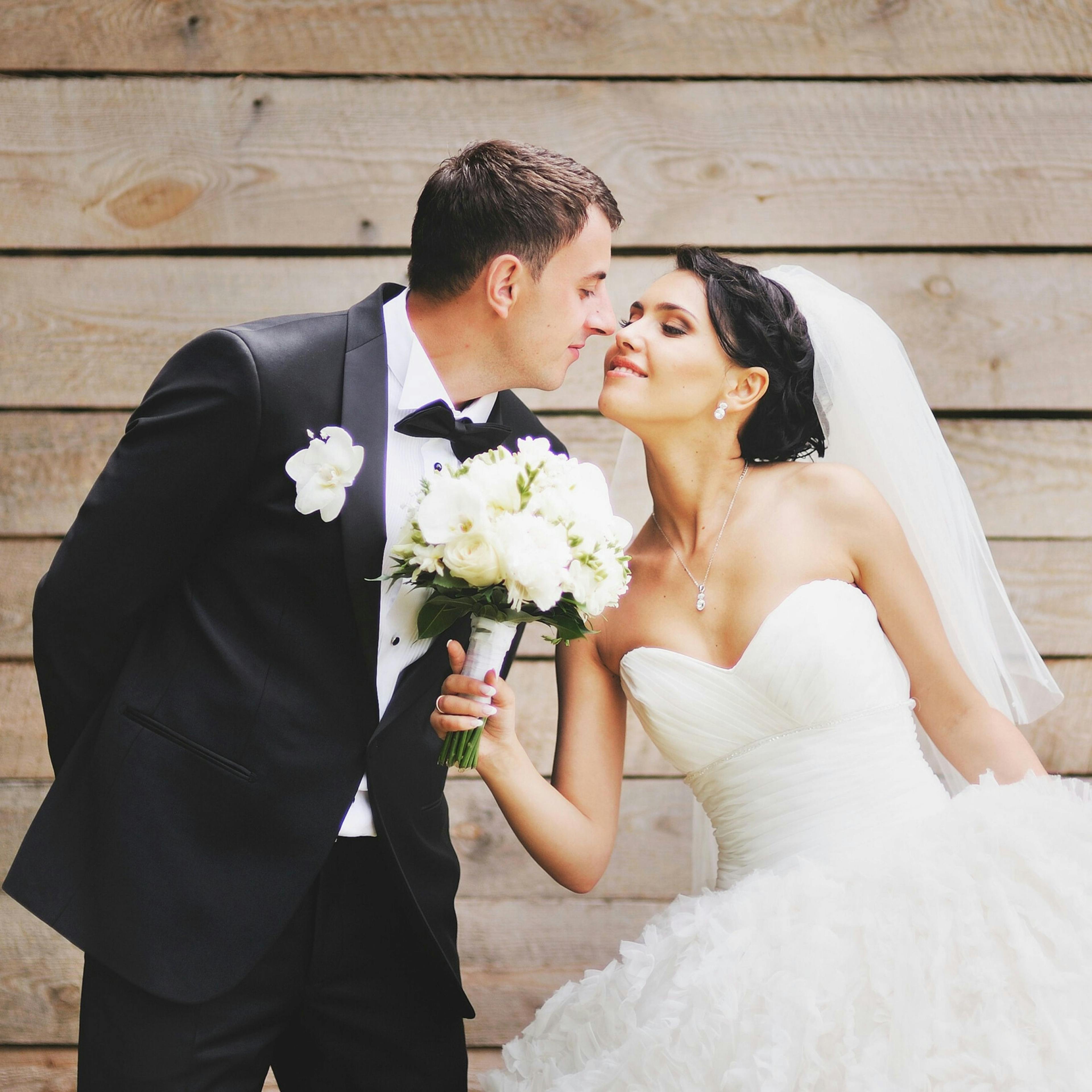 Bride and groom on their wedding day