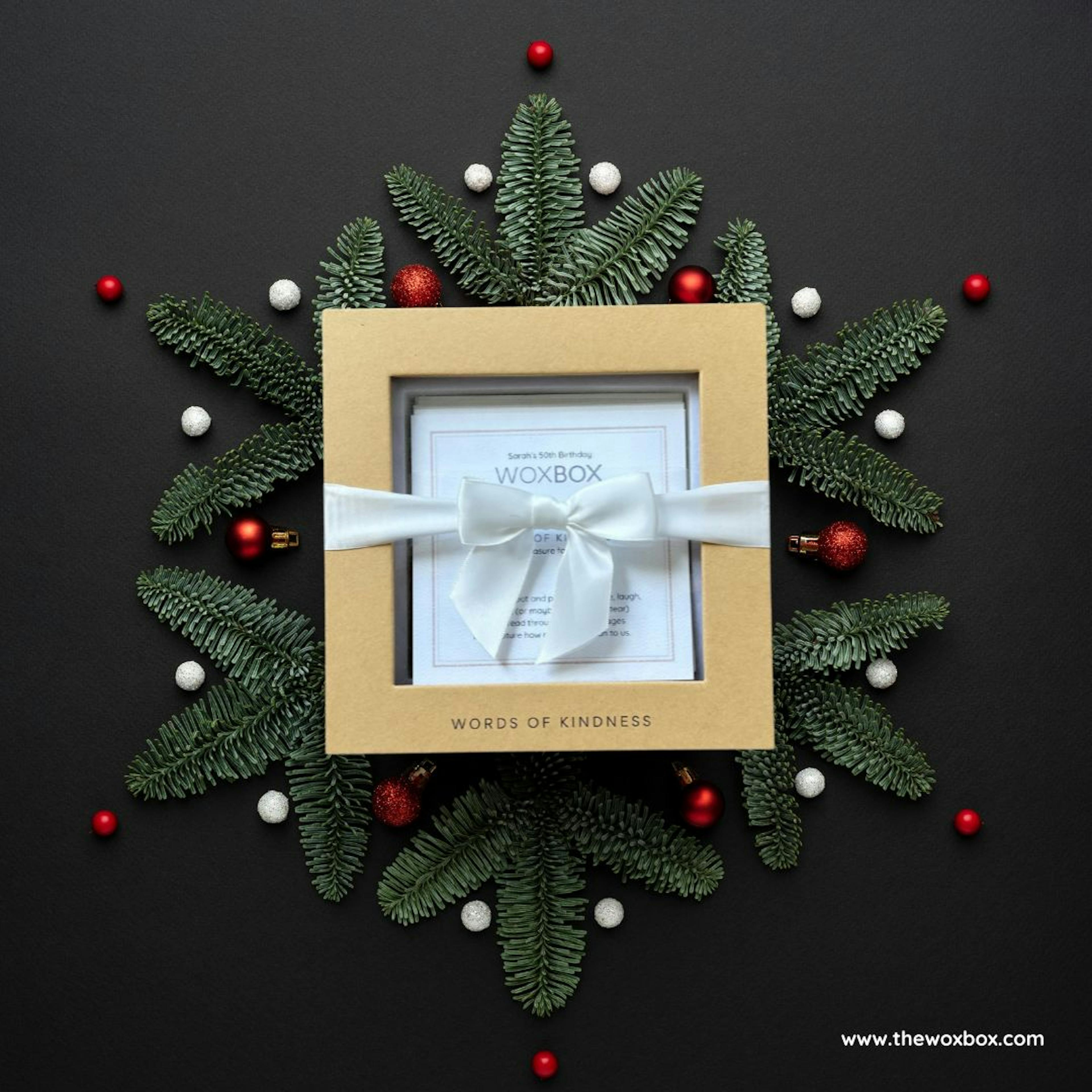 Woxbox Words of Kindness Christmas Gift on a wreath