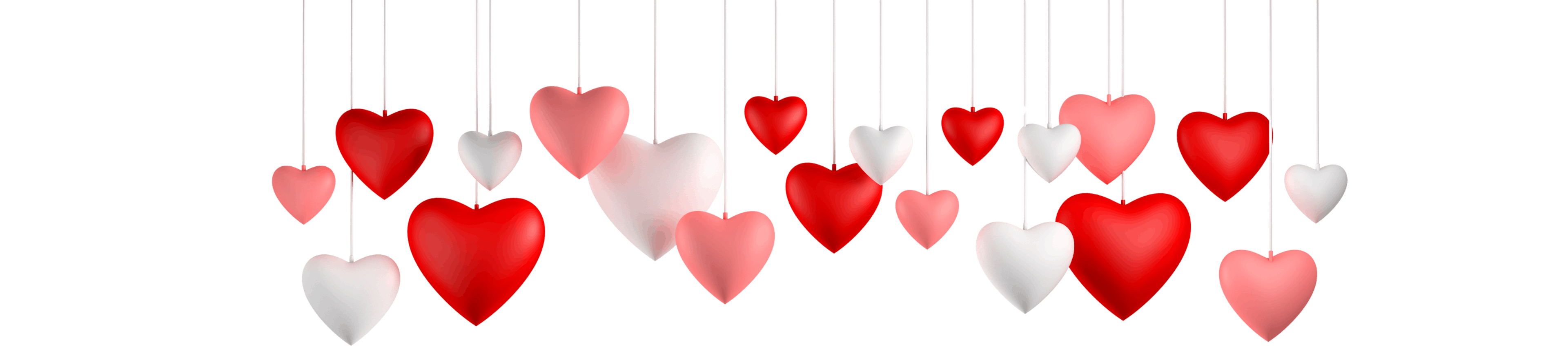 Hearts hanging on strings, representing the gift of love as the most meaningful gift you can give your mom this mother's day