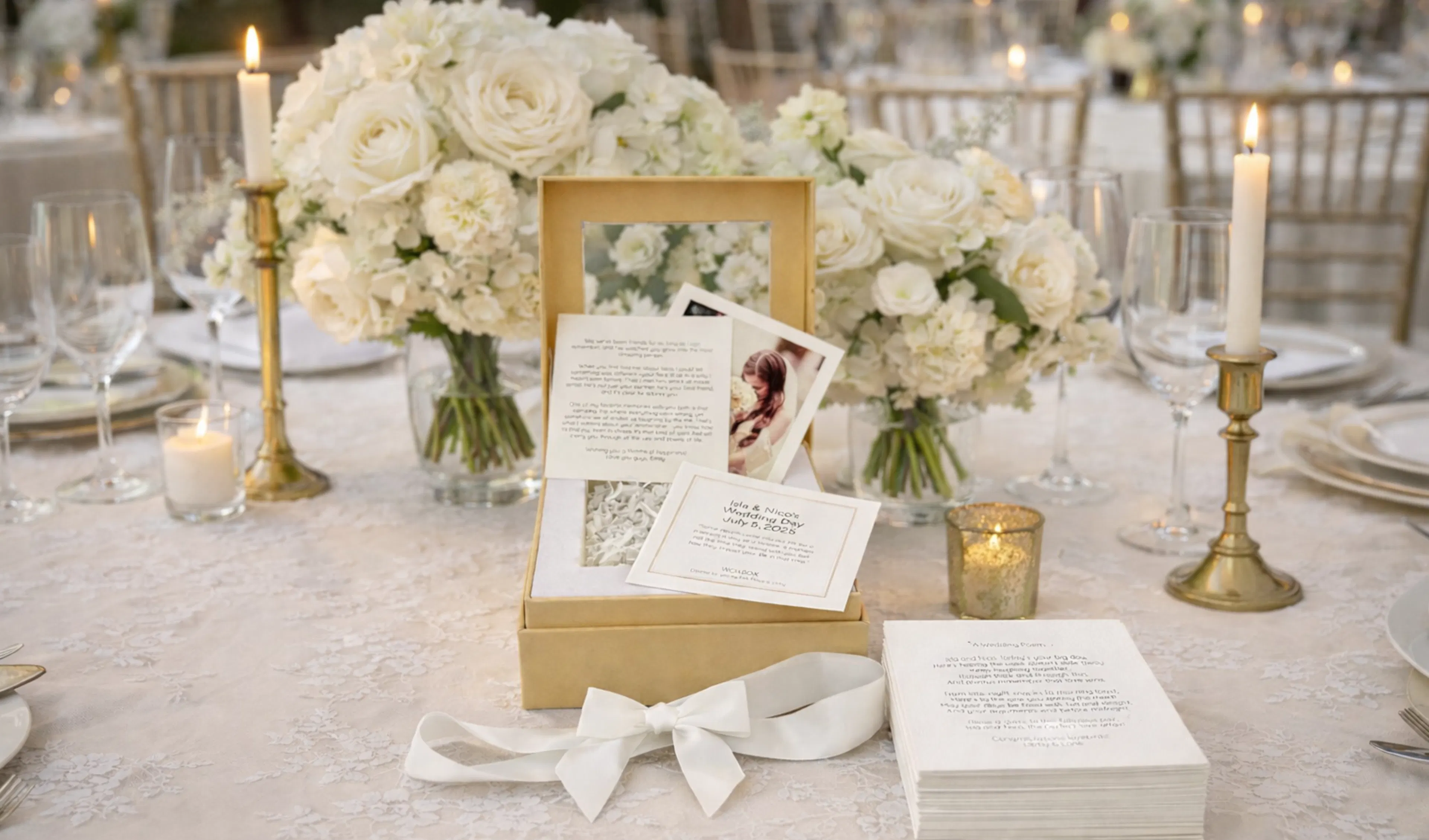 Woxbox wedding guest book alternative displayed on wedding table
