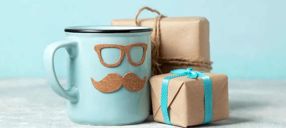 Father's Day gifts wrapped in brown paper packaging, representing gifts for the dad who has everything