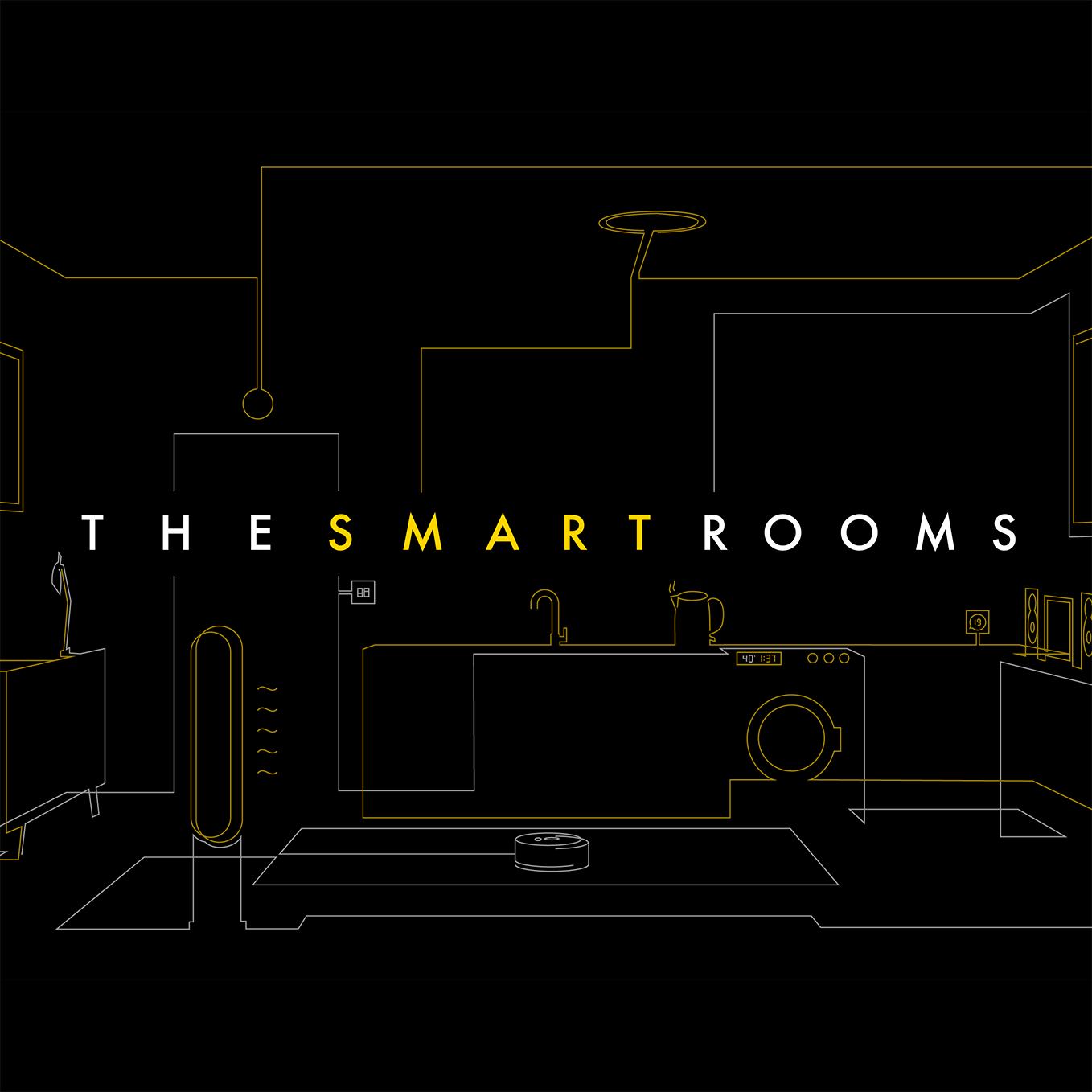 "The Smart Rooms" logo, over line-drawings of a kitchen