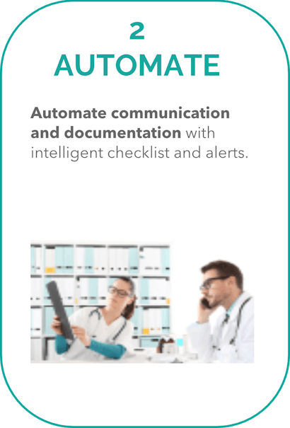 2. Automate Automate communication and documentation with intelligent checklist and alerts.