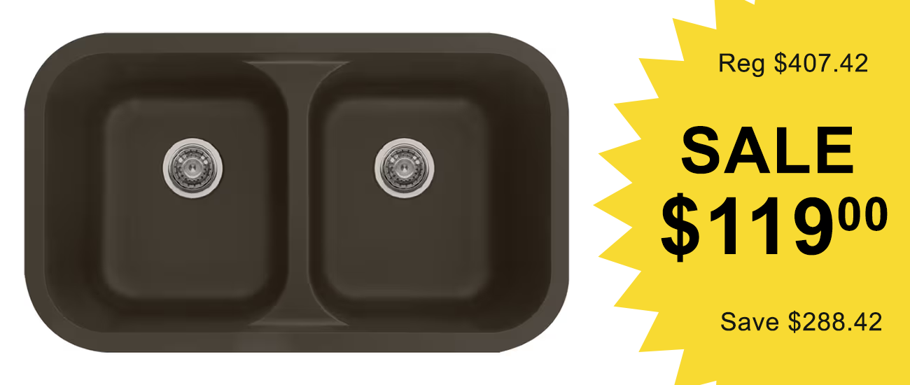 Karran Q-350 quartz undermount double equal bowl kitchen sink in Brown, on overstock sale.