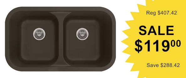 Karran Q-350 quartz undermount double equal bowl kitchen sink in Brown, on overstock sale.