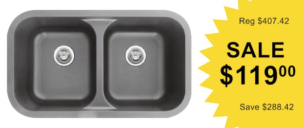 Karran Q-350 quartz undermount double equal bowl kitchen sink in Concrete, on overstock sale.