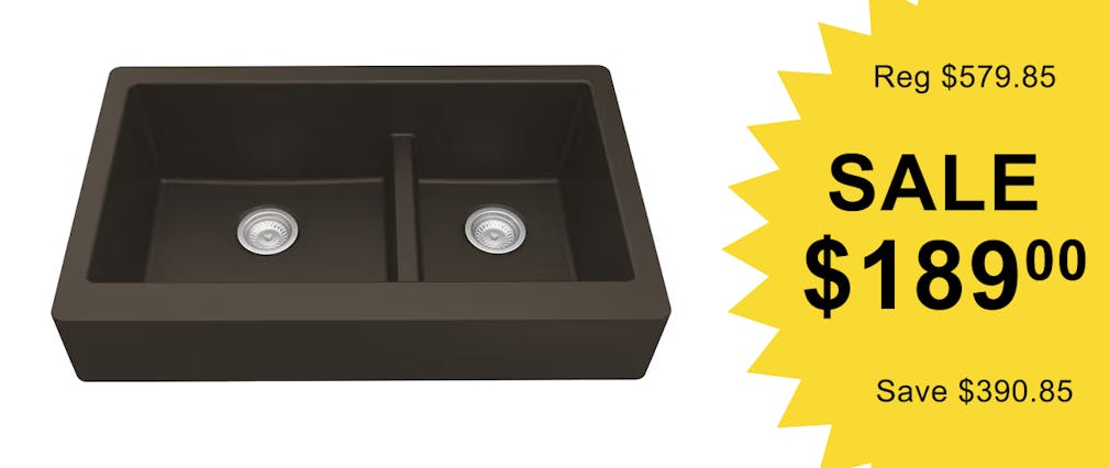 Karran QAR-760 quartz undermount large and small bowl kitchen sink in Brown, on overstock sale.