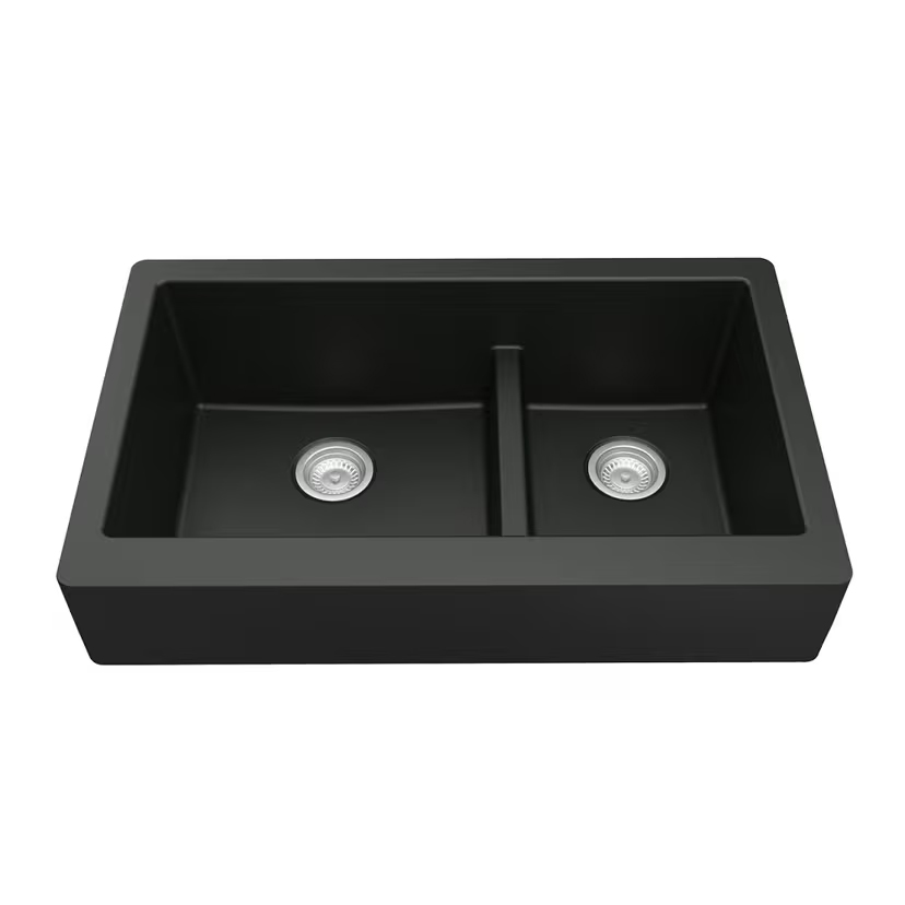 Karran QAR-760-BL 34" Modern Black Quartz Retrofit Farmhouse Kitchen Sink
