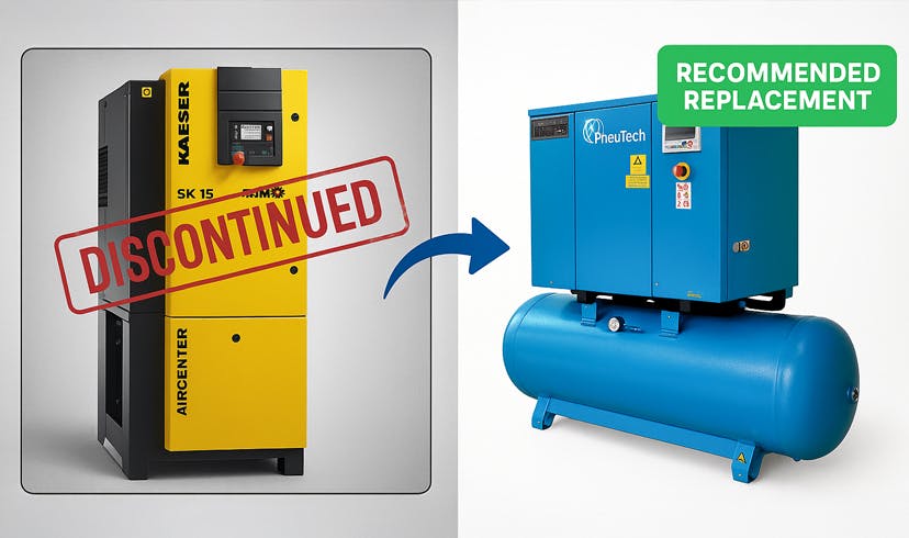 PneuTech RK 15F 145T D rotary screw air compressor, SK-15 replacement side-by-side