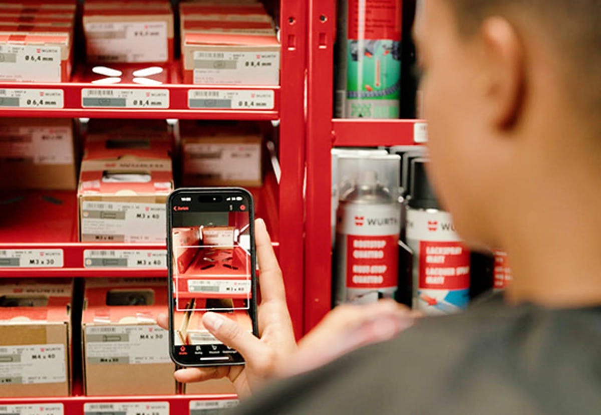 Scanning a box on a rack using mobile phone