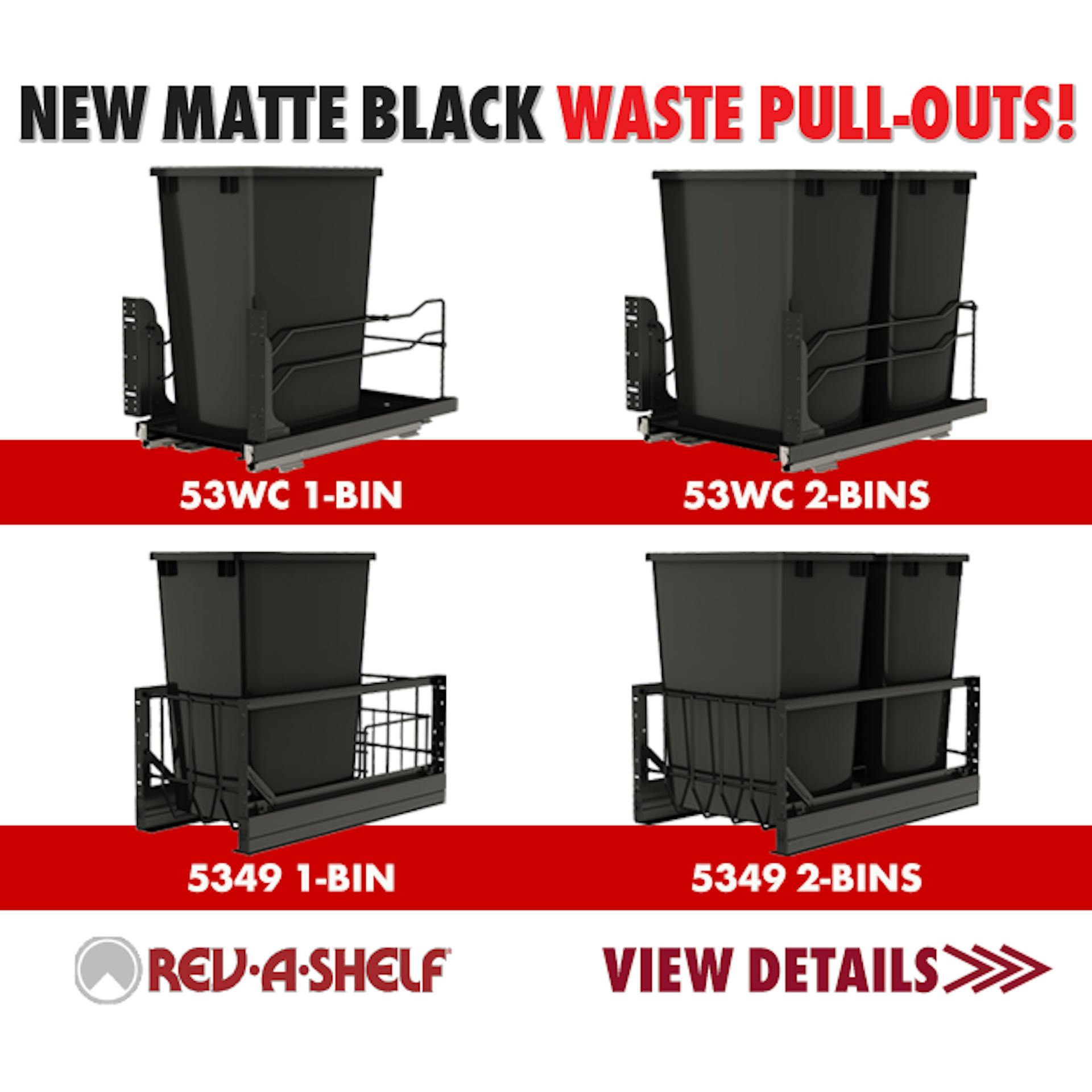 New Rev-A-Shelf Matte Black Trash Pullouts