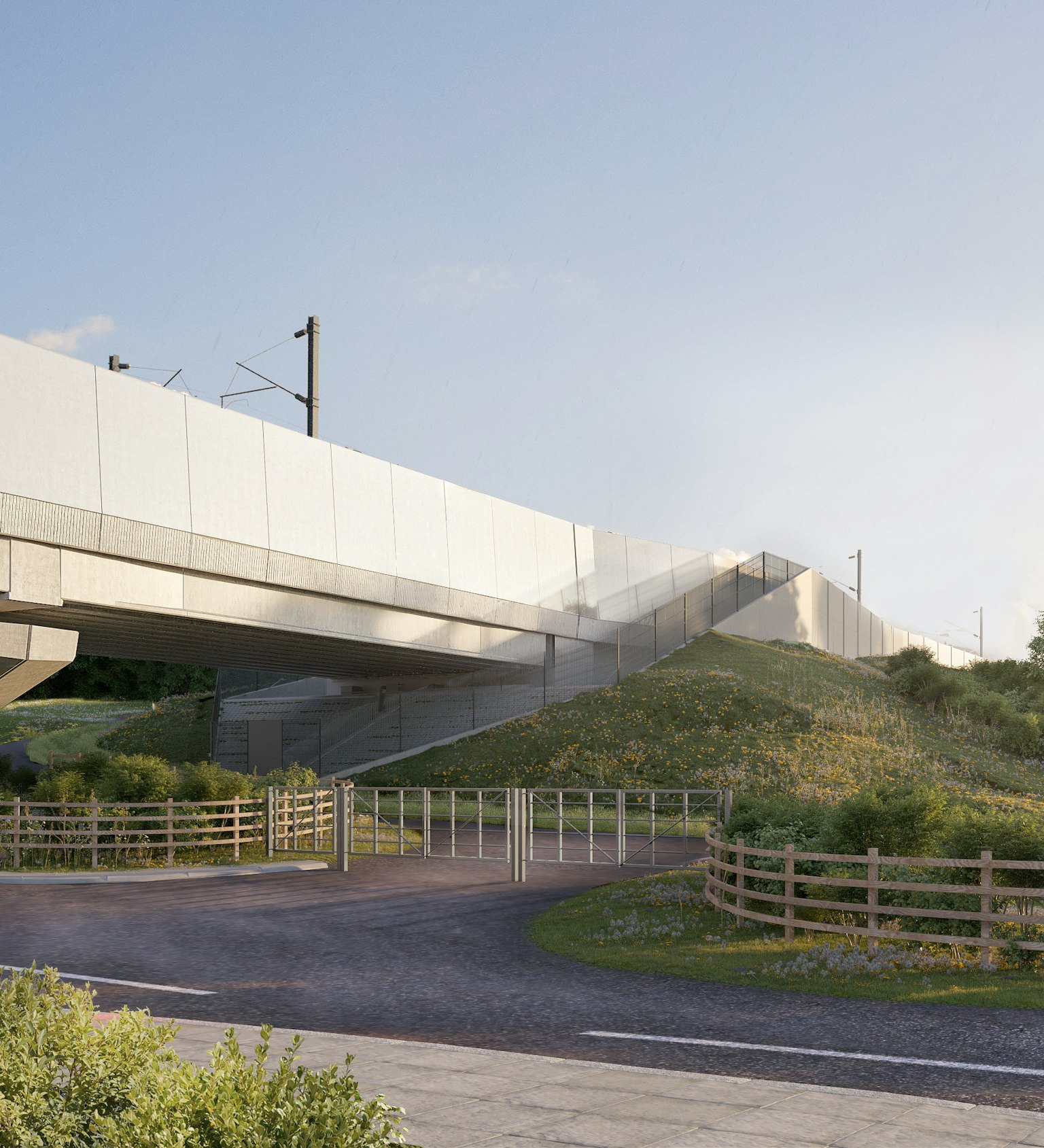 View from side of Meriden Road looking towards Patrick abutment