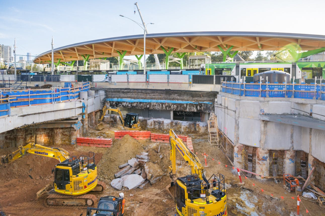 Anzac Station Excavation Albert Rd Entrance April 2023
