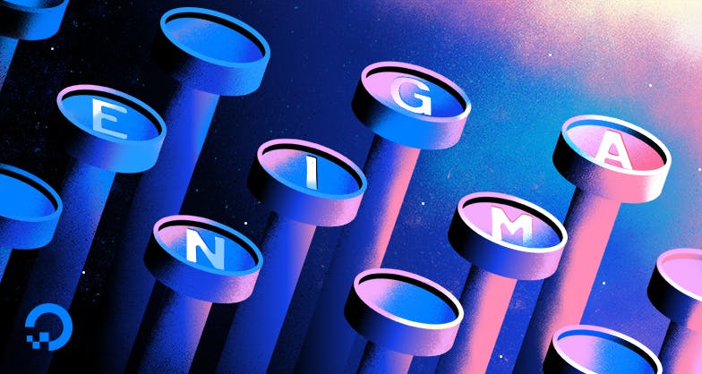 pipes with letters ENIGMA on them as keys illustration