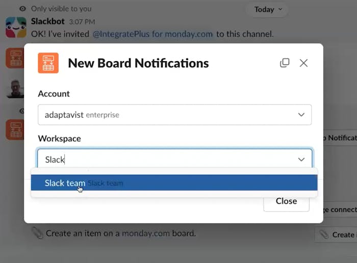 Getting started from Slack step 7.
