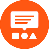 White speech bubble on orange background