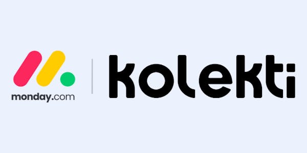 The monday.com logo sitting alongside the Kolekti logo