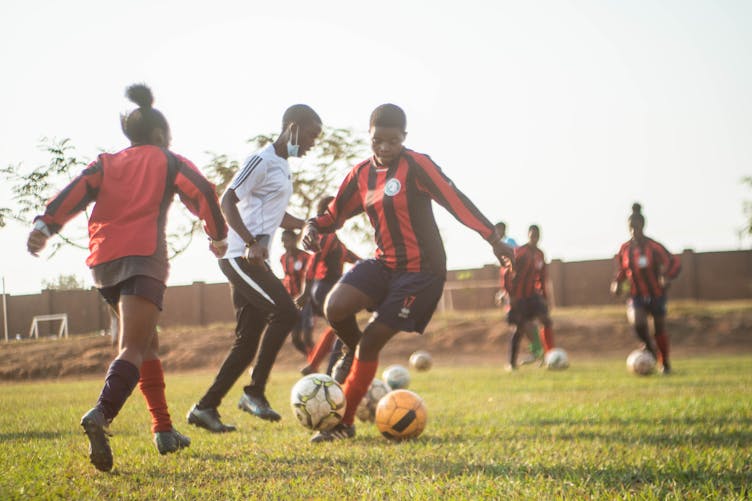 Children playing football