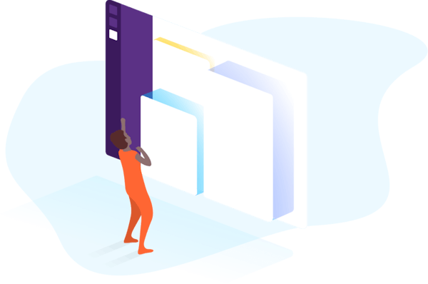 illustration of a figure using a slack interface