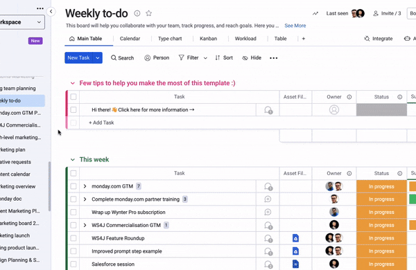 GIF showing how to reorganise your boards