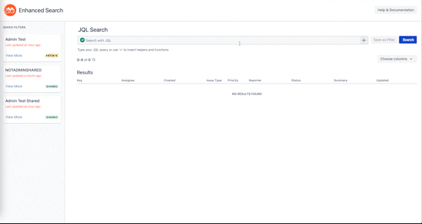 Enhanced Search shared filters in action