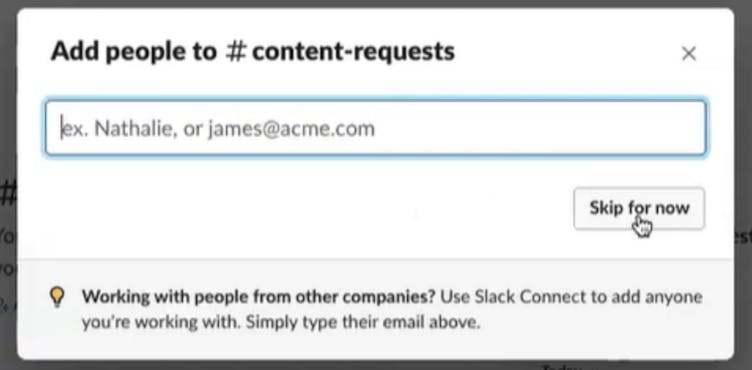 Screenshot showing how you can add people to a channel as part of your workflow