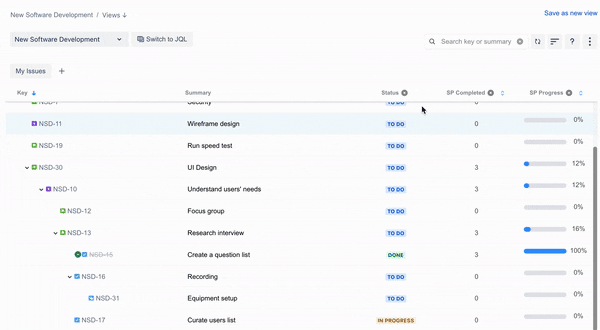 GIF showing how Hierarchy for Jira help identify and resolve problems, leading to enhanced Jira project visibility.