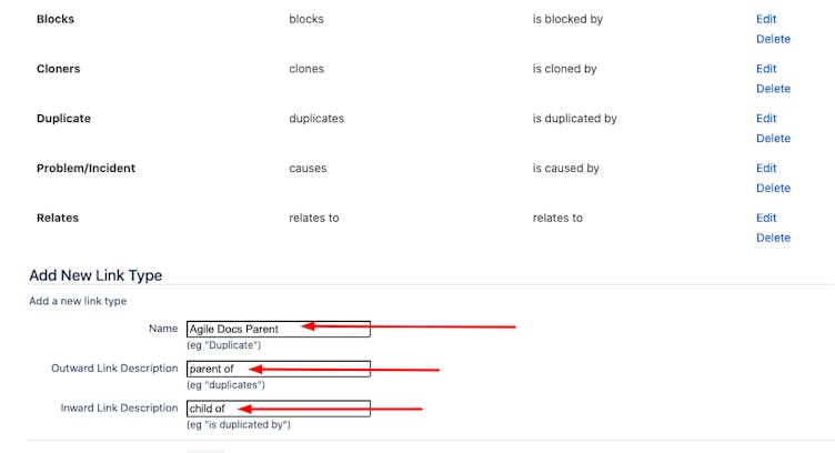 Screenshot of the back end of Hierarchy for Jira