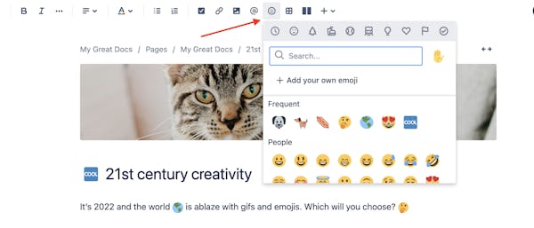Adding emojis in Confluence