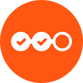 Three white circles on orange background