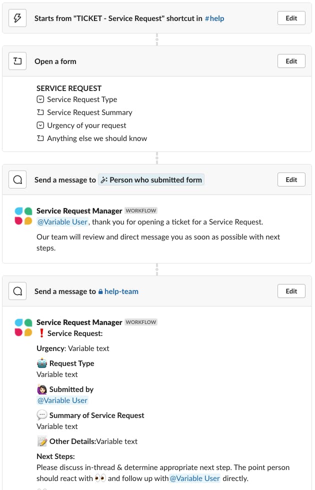 Implement your Slack ticketing system using Workflow Builder