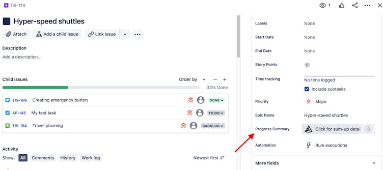 How to access progress summary in time tracking for Jira