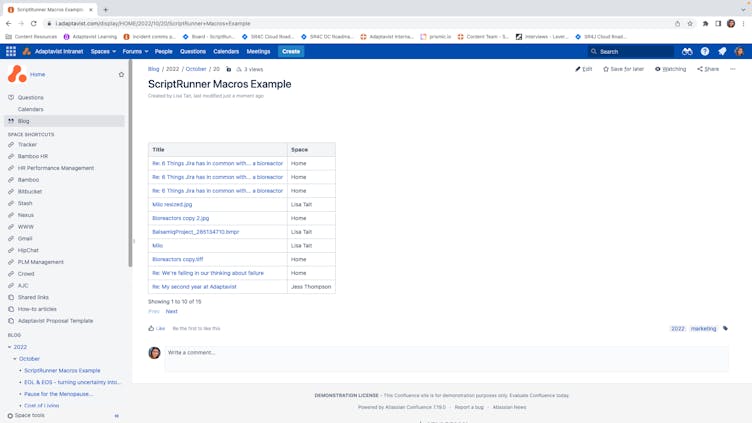 Screenshot of CQL Search macro