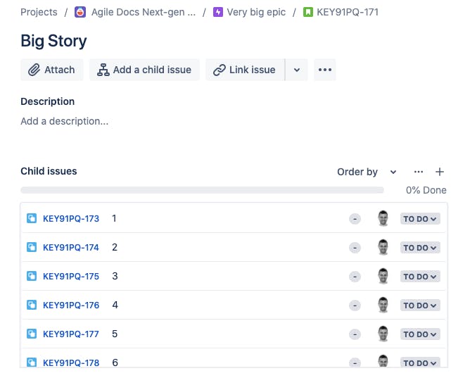 List of child issues within a Jira story