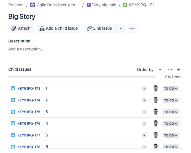List of child issues within a Jira story